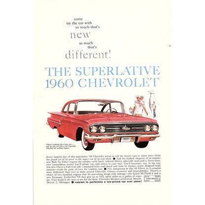 1960 Chevrolet Bel Air 2-Door Sedan Vintage Magazine Ad 7x10 V19