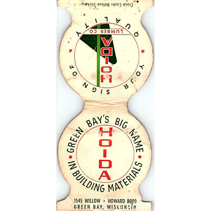 Hoida Lumber Co Green Bay WI Vintage Matchbook Cover TH2-Y4