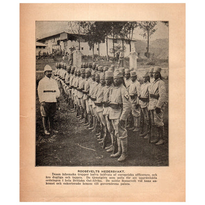 African Natives Awaiting Roosevelt's Arrival 1909 Swedish Engraving Print AF5-17