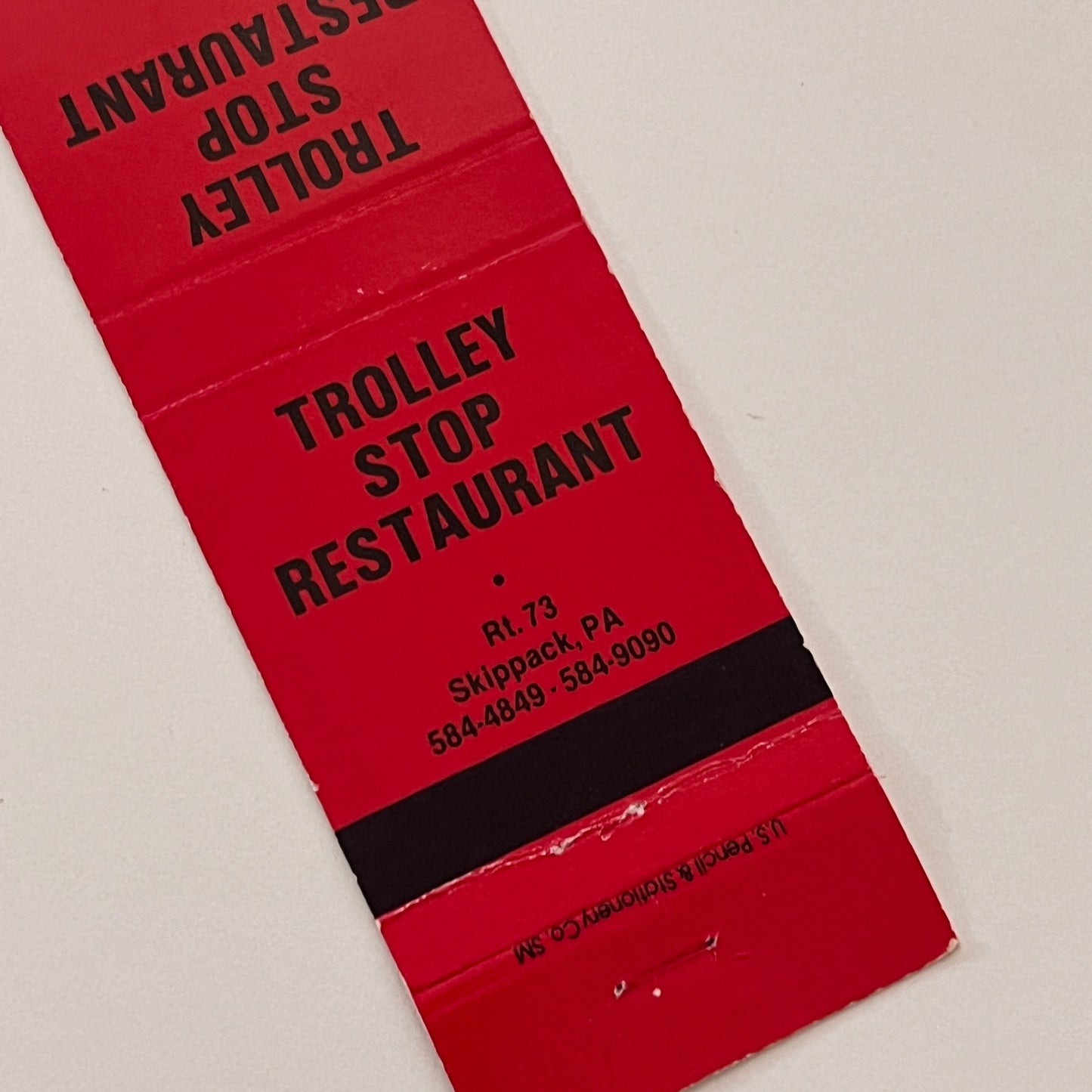 Trolley Stop Restaurant Skippack PA Vintage Matchbook Cover TB6-MB2-2