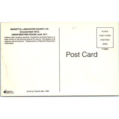 Union Meeting House Marietta Pennsylvania Dutch Country Vintage Postcard PD5