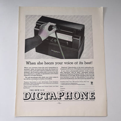 The New B-12 Dictaphone Dictaphone Sales Corp NY 1935 Ad V1-4