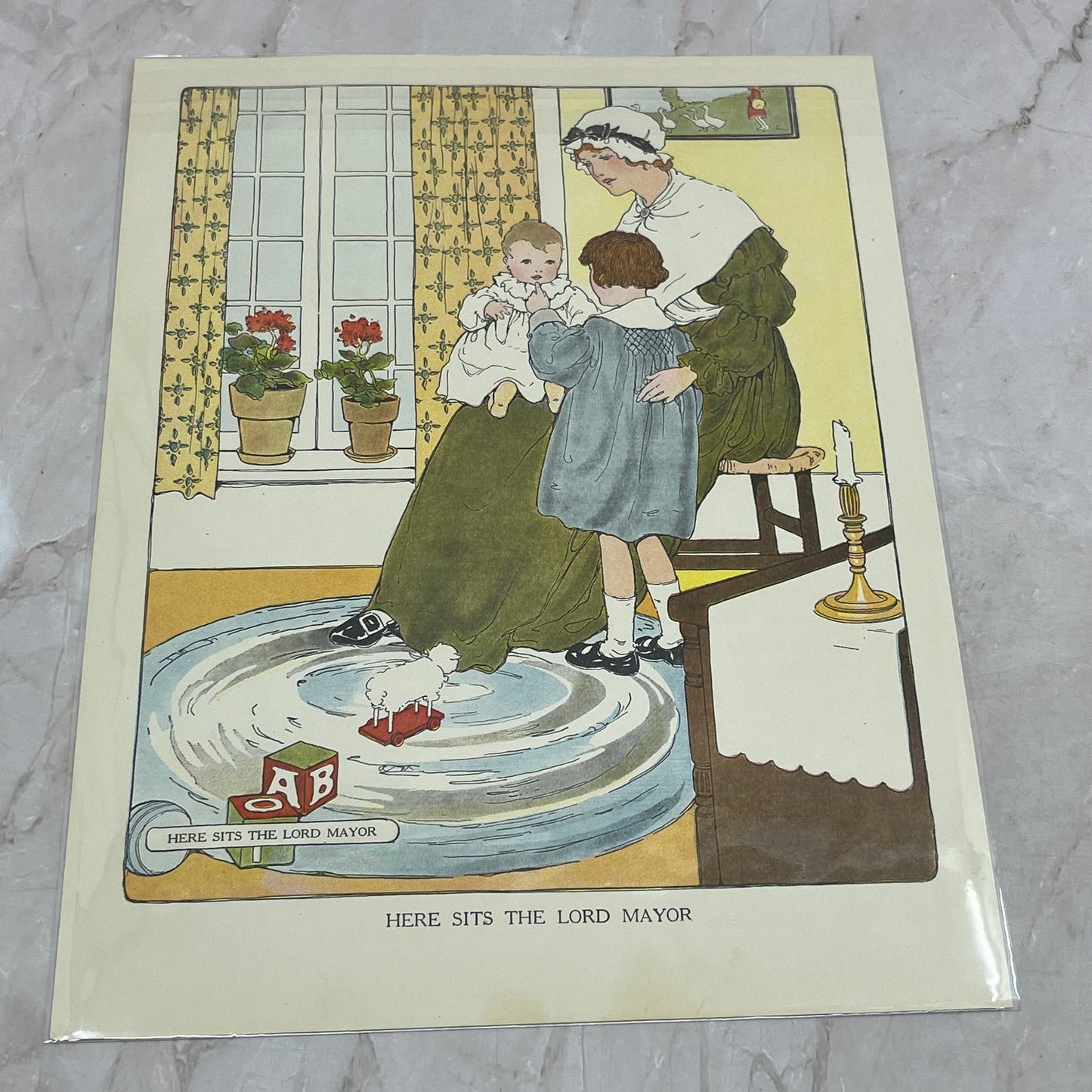 Here Sits the Lord Mayor Mother Goose Nursery Rhyme Vintage Print Wright FL6-9