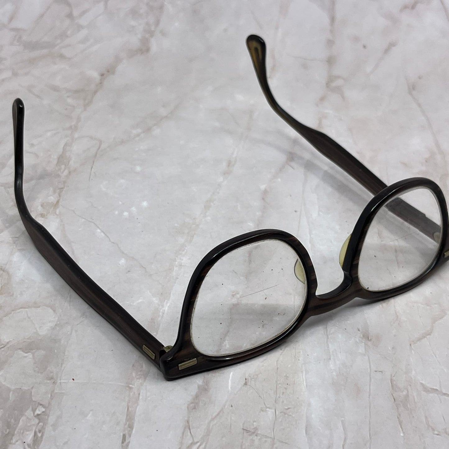 Retro Titmus Brown Tiger Eye Acrylic Eyeglasses 4 1/2x6" USA SB8