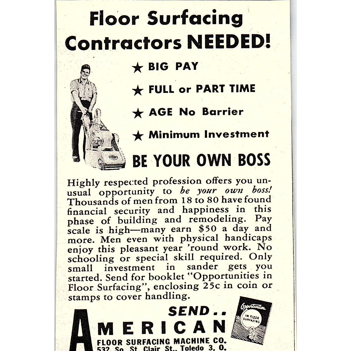 American Floor Surfacing Machine Co Toledo Ohio 1955 Ad AF9-M1