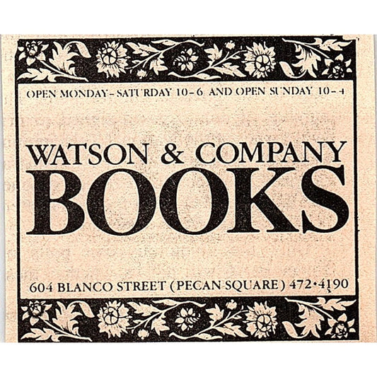 Watson & Company Books 604 Blanco Street Austin Texas 1984 Ad AF6-M4