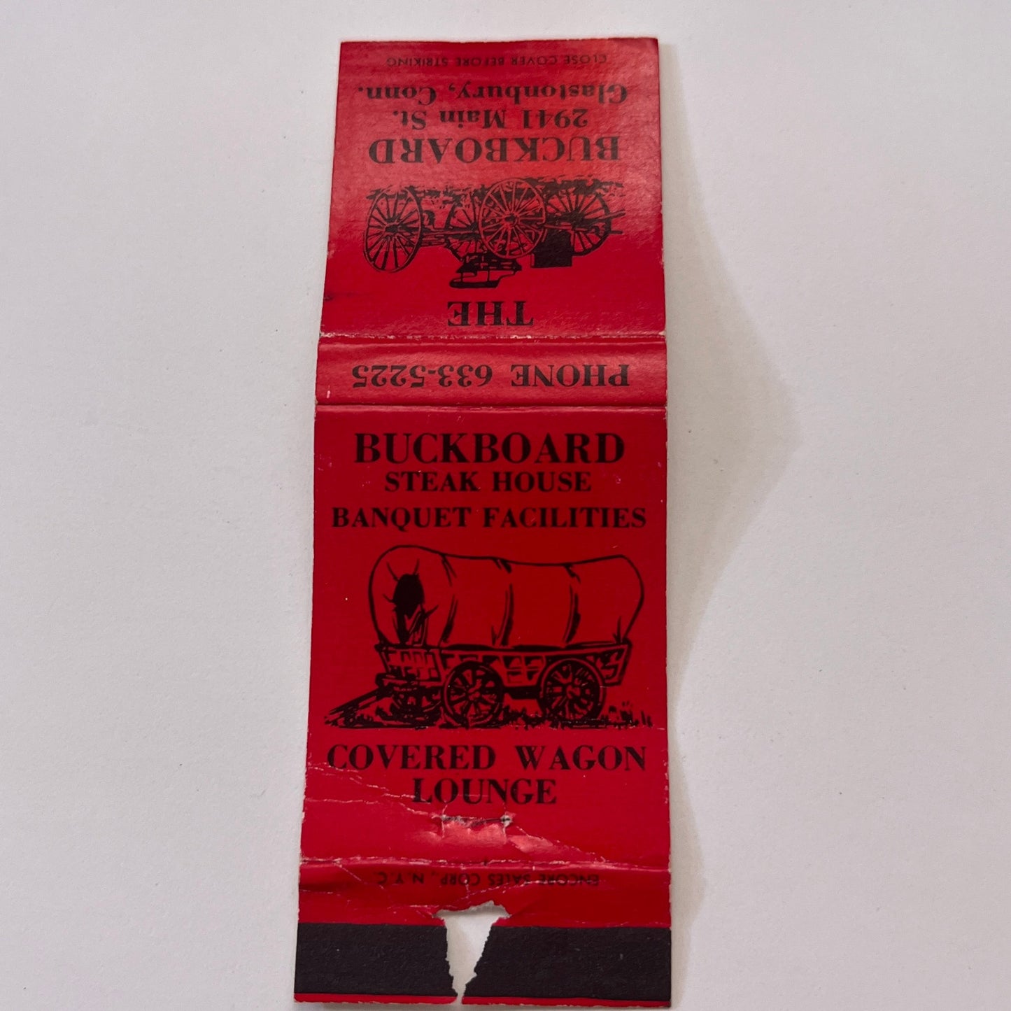 The Buckboard 2941 Main St Glastonbury CT Vintage Matchbook Cover TB6-MB1-10