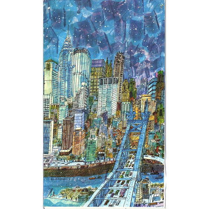 New York Cityscape Illustration Lee Albertson Vintage Art Print 4x7 V12