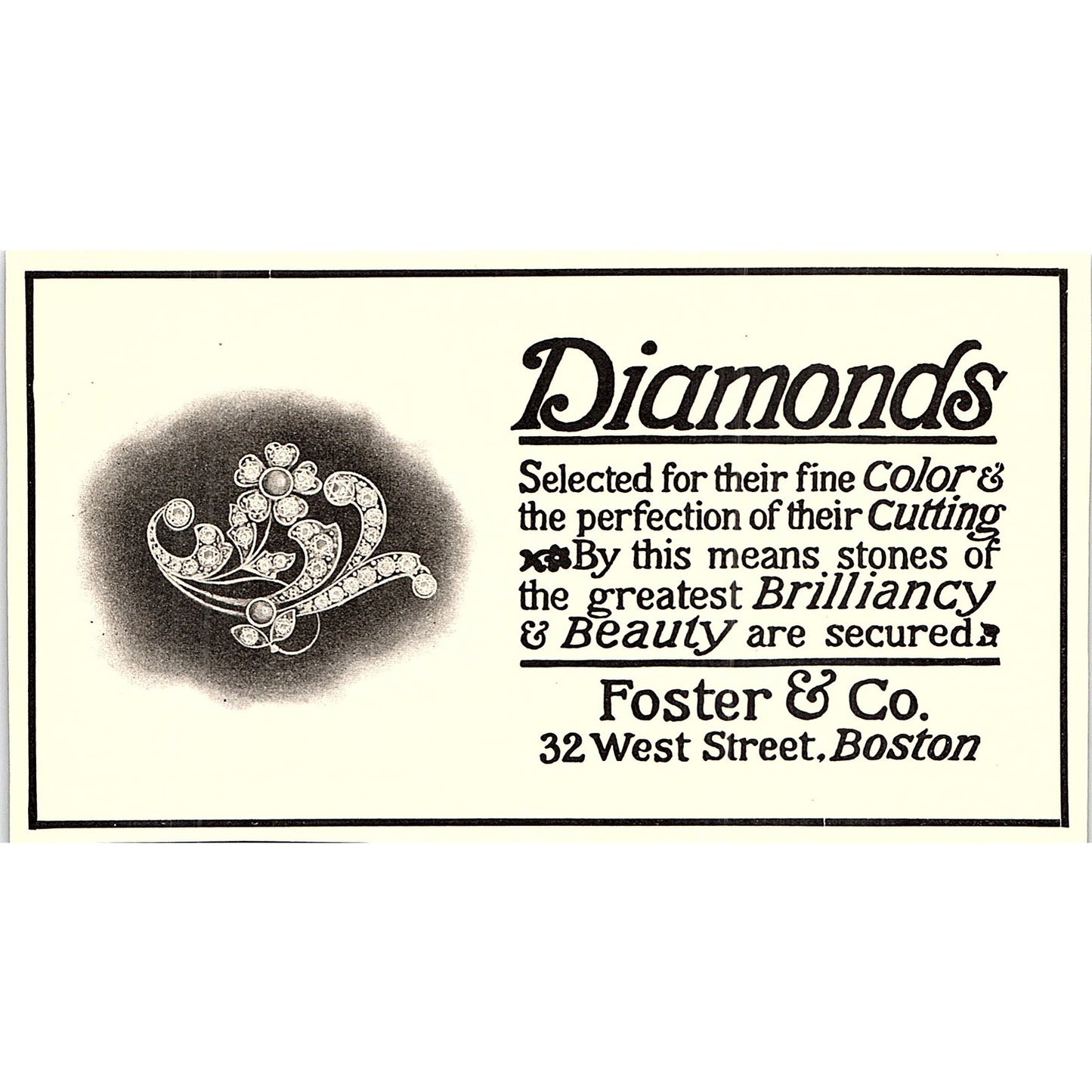 Foster & Co Diamonds 32 West Street Boston - 1904 Ad AF4-6