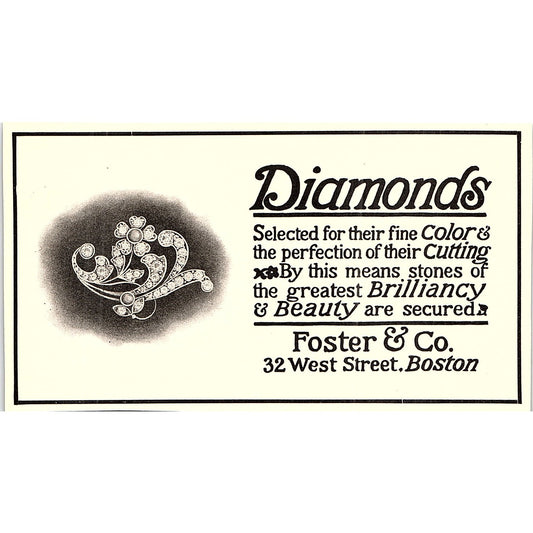 Foster & Co Diamonds 32 West Street Boston - 1904 Ad AF4-6