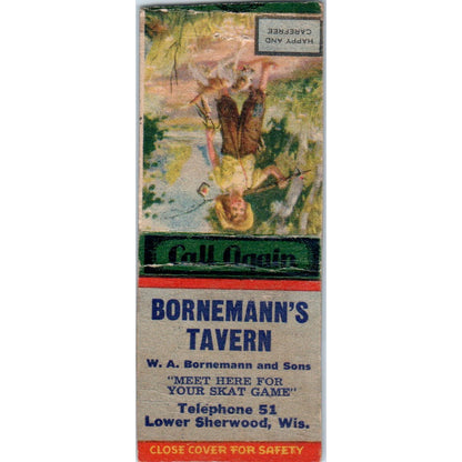 Bornemann's Tavern Lower Sherwood WI Vintage Matchbook Cover SF4-Y3