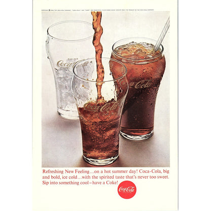 Refreshing New Feeling on a Hot Summer Day 1963 Coca-Cola Coke Ad 6.75x10 V18