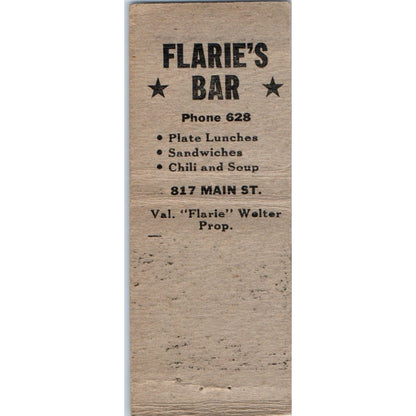 Flarie's Bar Jefferson WI Vintage Matchbook Cover SD4-Y16