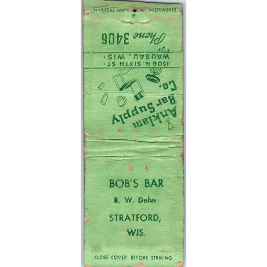 Anklam Bar Supply Co Wausau WI Vintage Matchbook Cover SD4-Y13