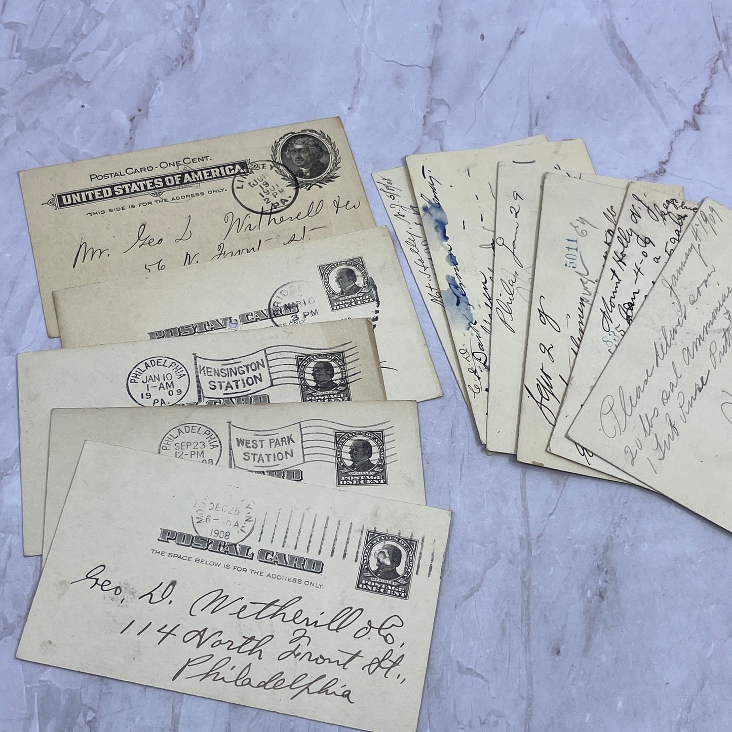 1901-1910 Lot of Postal Mailing Cards George D. Wetherill Philadelphia PA TJ5-EL