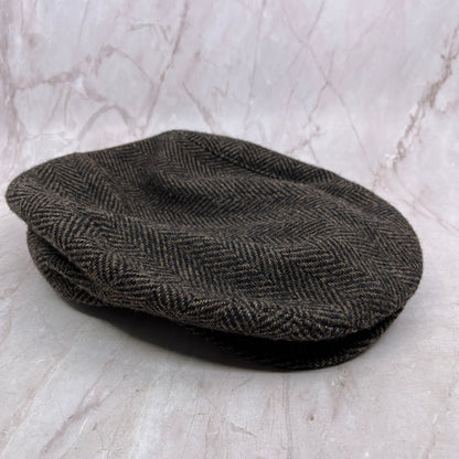 Vintage Finest Headwear Harris Tweed Herringbone Flat Cap 7 1/4-7 3/8" USA TF4