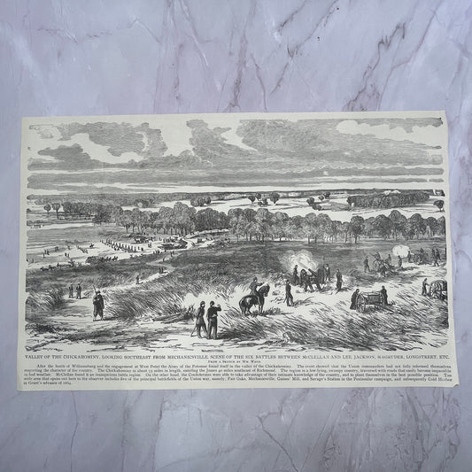 Valley of the Chickahominy SE From Mechanicsville 1890s Engraving V14-6