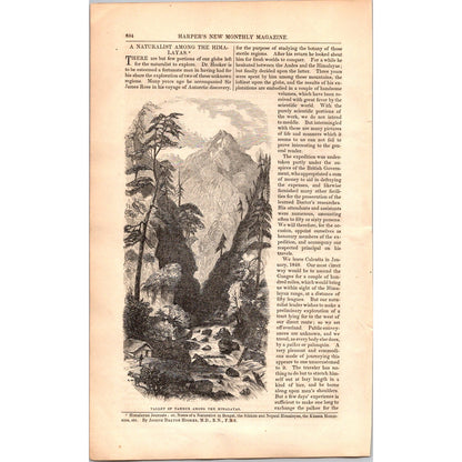 A Naturalist Among the Himalayas Dr. Hooker, James Ross 8 Pages 1854 Article I19