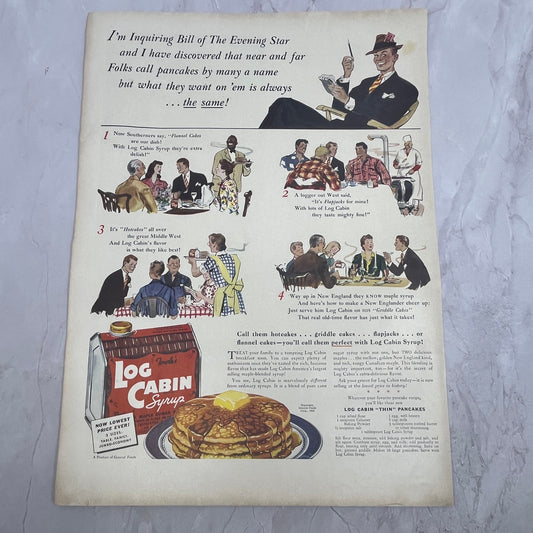 Log Cabin Syrup - "Thin" Pancakes Recipe 1940 Ad V14-8
