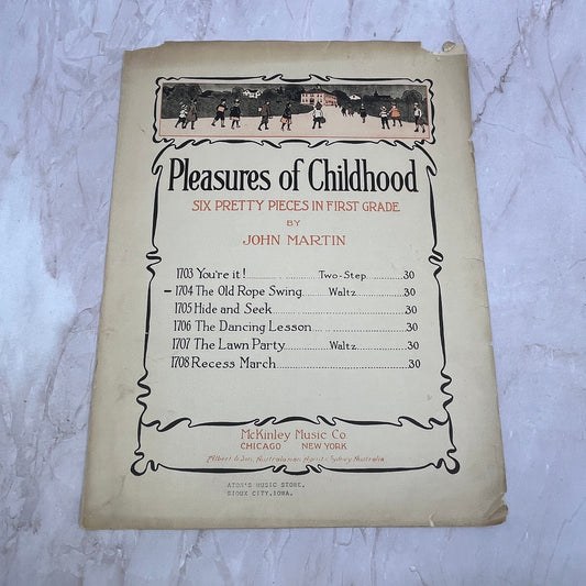 Pleasures of Childhood First Grade The Old Rope Swing Antique Sheet Music Ti5