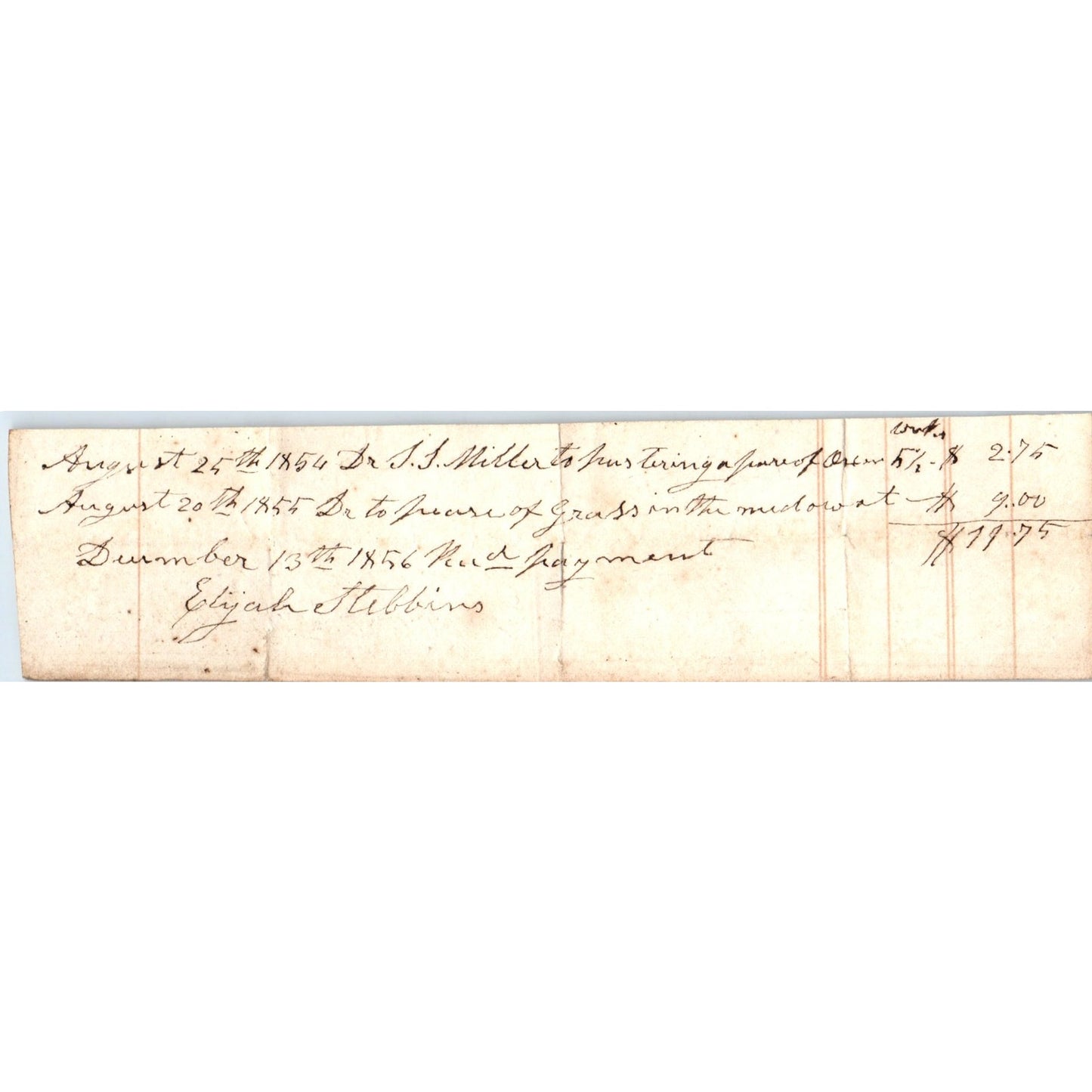 1856 Handwritten Letter S.S. Miller Elijah Hibbins AF2-A3