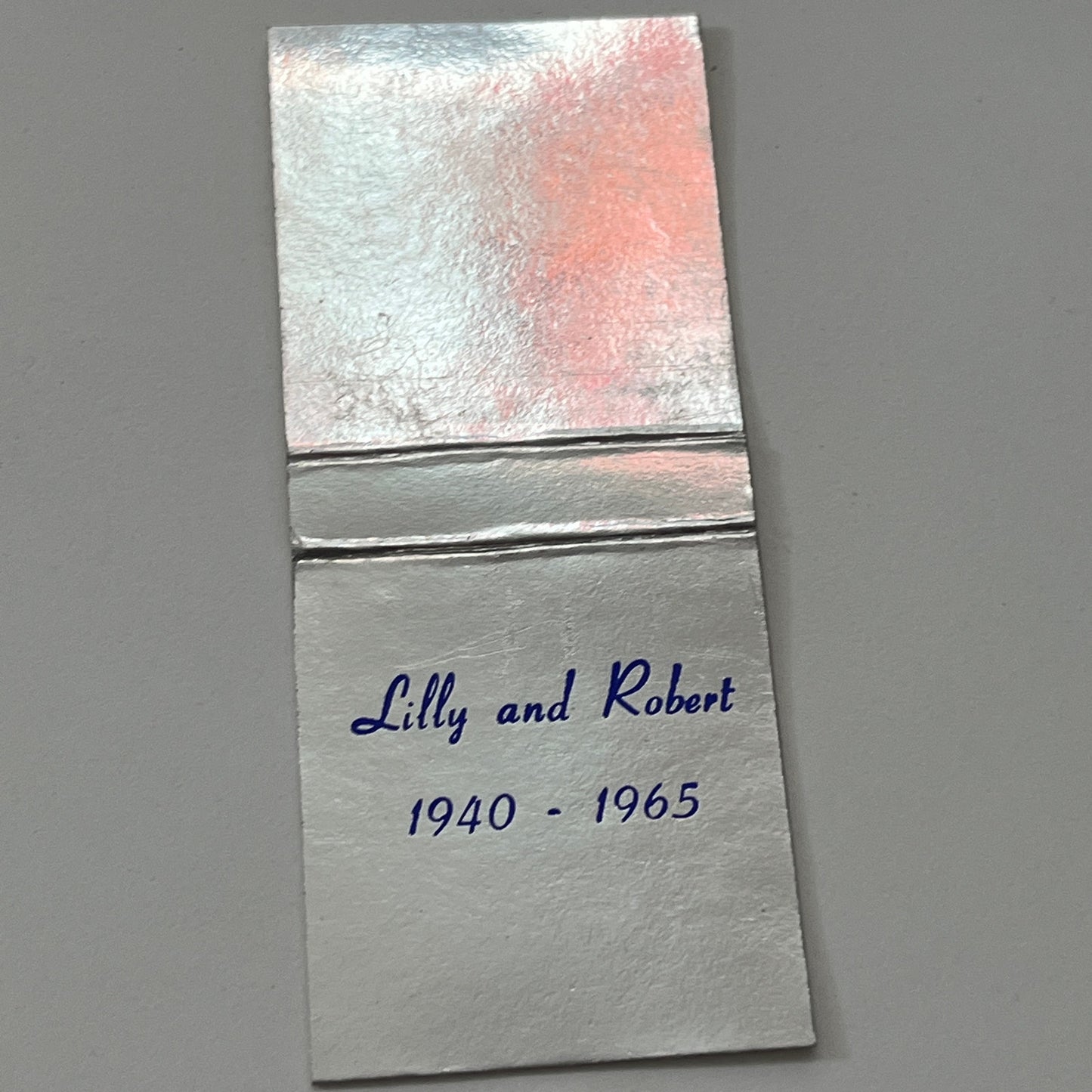 Lily & Robert 1940-1965 Anniversary Monogram Vintage Matchbook Cover TB8-MB-10