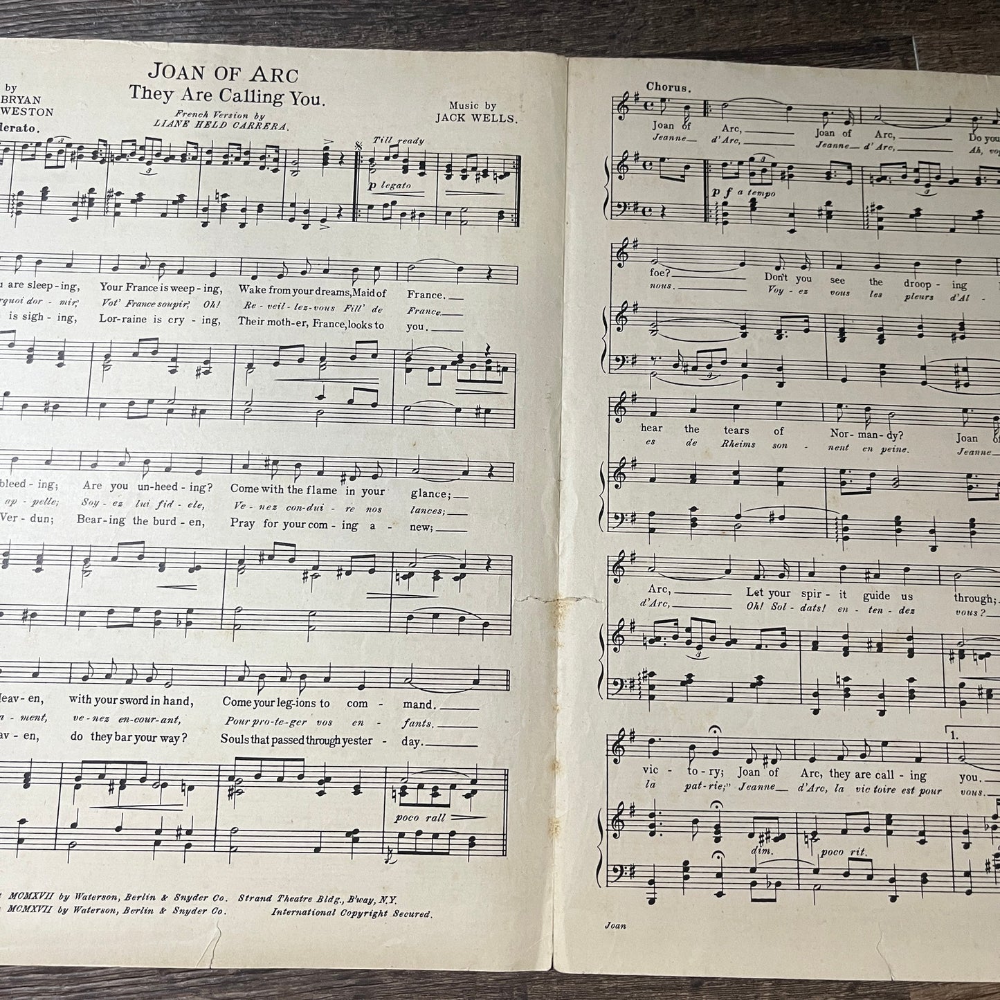 Joan of Arc They are Calling You Jack Wells Alfred Bryan 1917 Sheet Music V13