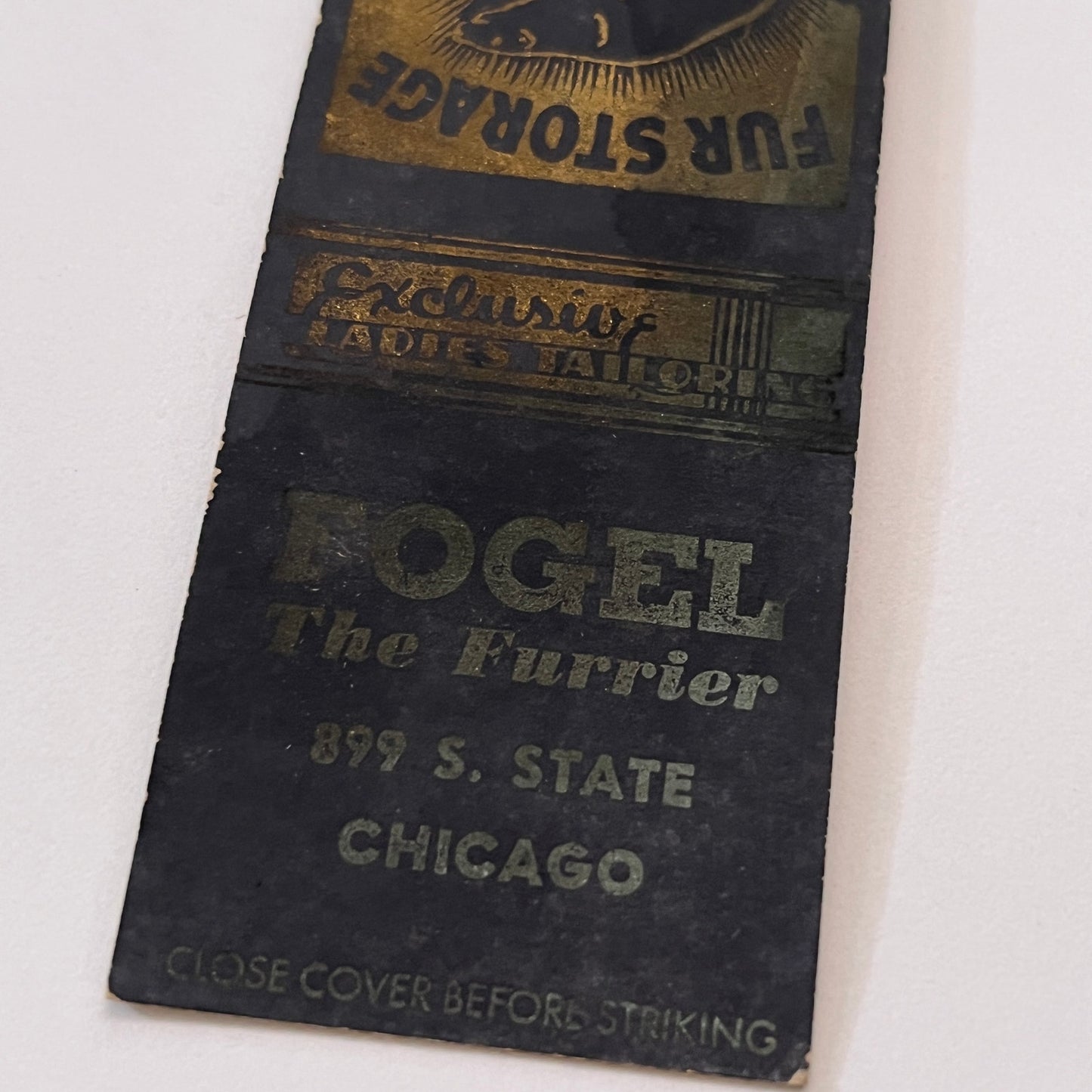 Fogel the Furrier 899 S. State Chicago Vintage Matchbook Cover TB6-MB1-15