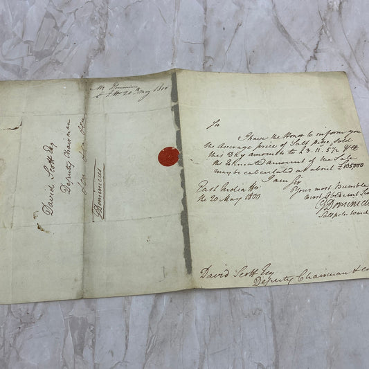 Original Letter from 1800 - David Geoff Esq East India Tea G. Dominicus Salt AE5