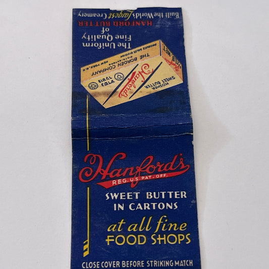 Hanford's Sweet Butter Borden Vintage Matchbook Cover TB8-MB-12