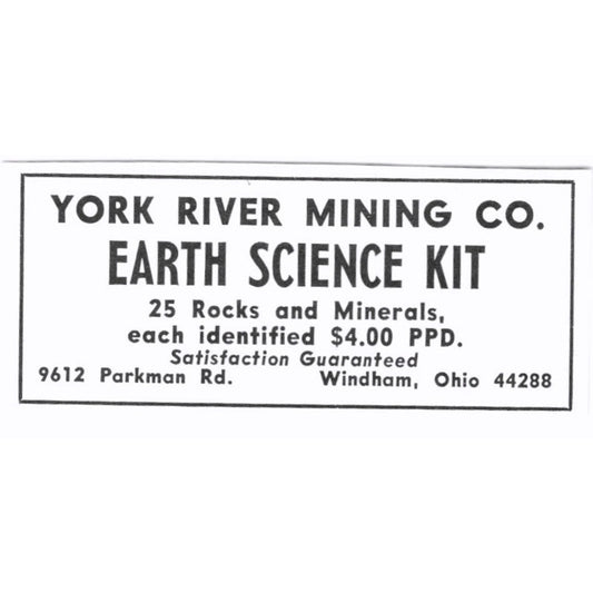 York River Mining Co Earth Science Kit Windham Ohio 1972 Ad AF8-S3