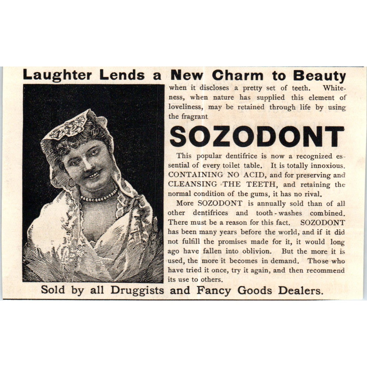 Fragrant Sozodont for Tooth Decay Dentistry c1890 Victorian ad AE8-CH4