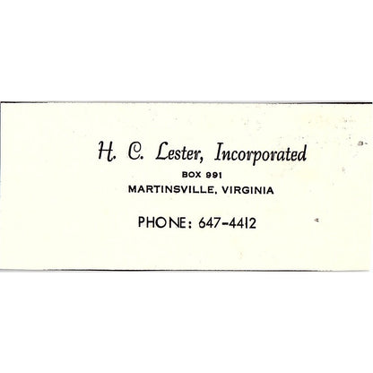 H.C. Lester Inc Martinsville VA 1960s Ad AG2-M4