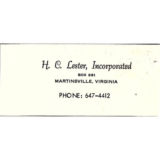 H.C. Lester Inc Martinsville VA 1960s Ad AG2-M4