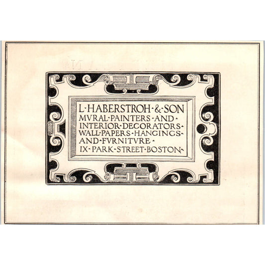 L. Haberstroh & Son Mural Painters Boston c1905 Victorian Ad AE9-MA2