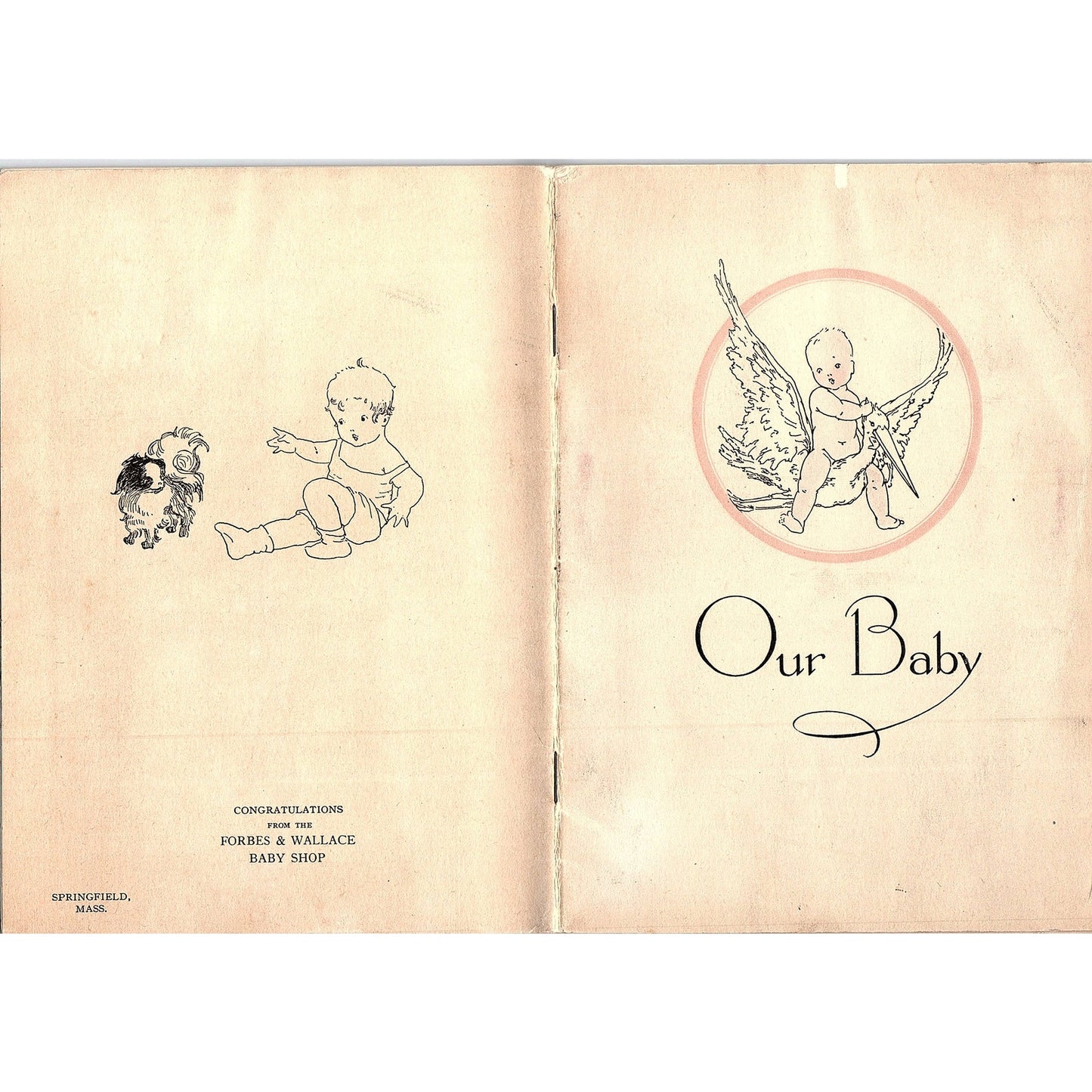Early 1900s Baby Book BLANK Forbes & Wallace Baby Shop Springfield MA V5
