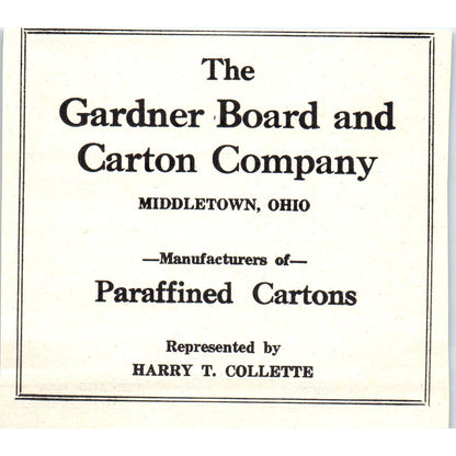Garratt-Callahan Co Chicago, Harry T. Collette Middletown OH 1953 Ad AE9-DC2