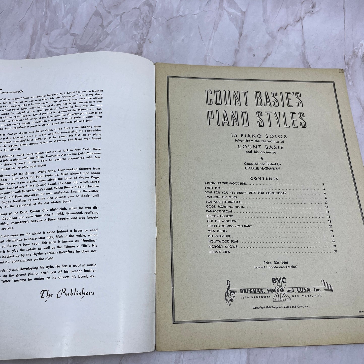 Count Basie's Piano Styles Bierman's Music Shop Northfield MN Sheet Music Ti5