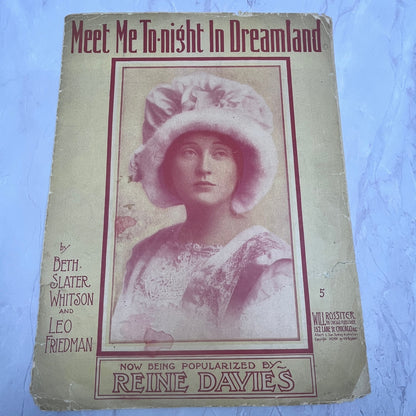 Meet Me Tonight in Dreamland Reine Davies Beth Whitson 1909 Sheet Music V15