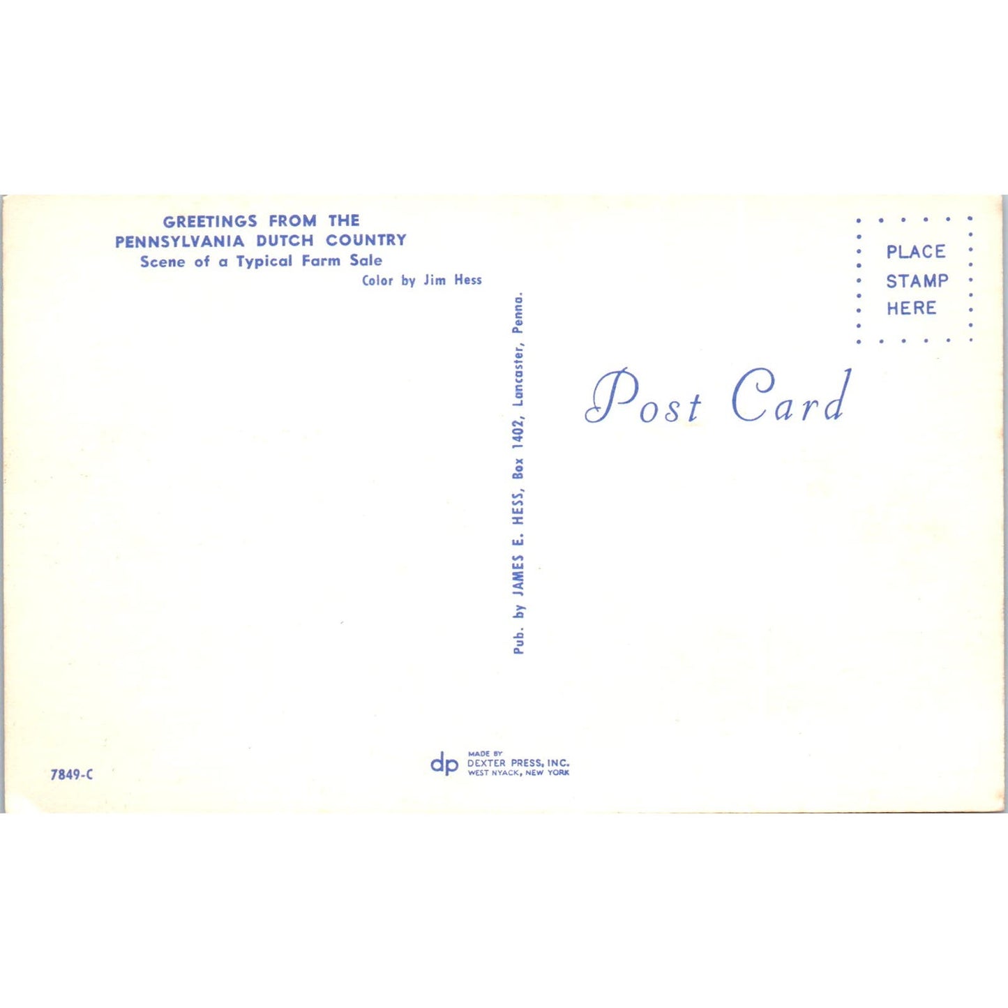 Amish Farm Sale Pennsylvania Dutch Country Vintage Postcard PD5