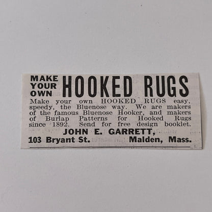 Hooked Rugs John E. Garrett Malden MA 1936 Ad SAG4-M4