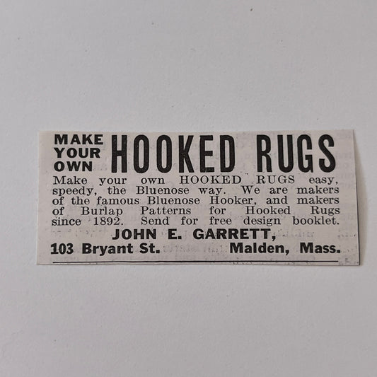 Hooked Rugs John E. Garrett Malden MA 1936 Ad SAG4-M4