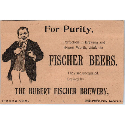 The Hubert Fischer Brewery Hartford 1901 Newspaper Ad AD8-H2