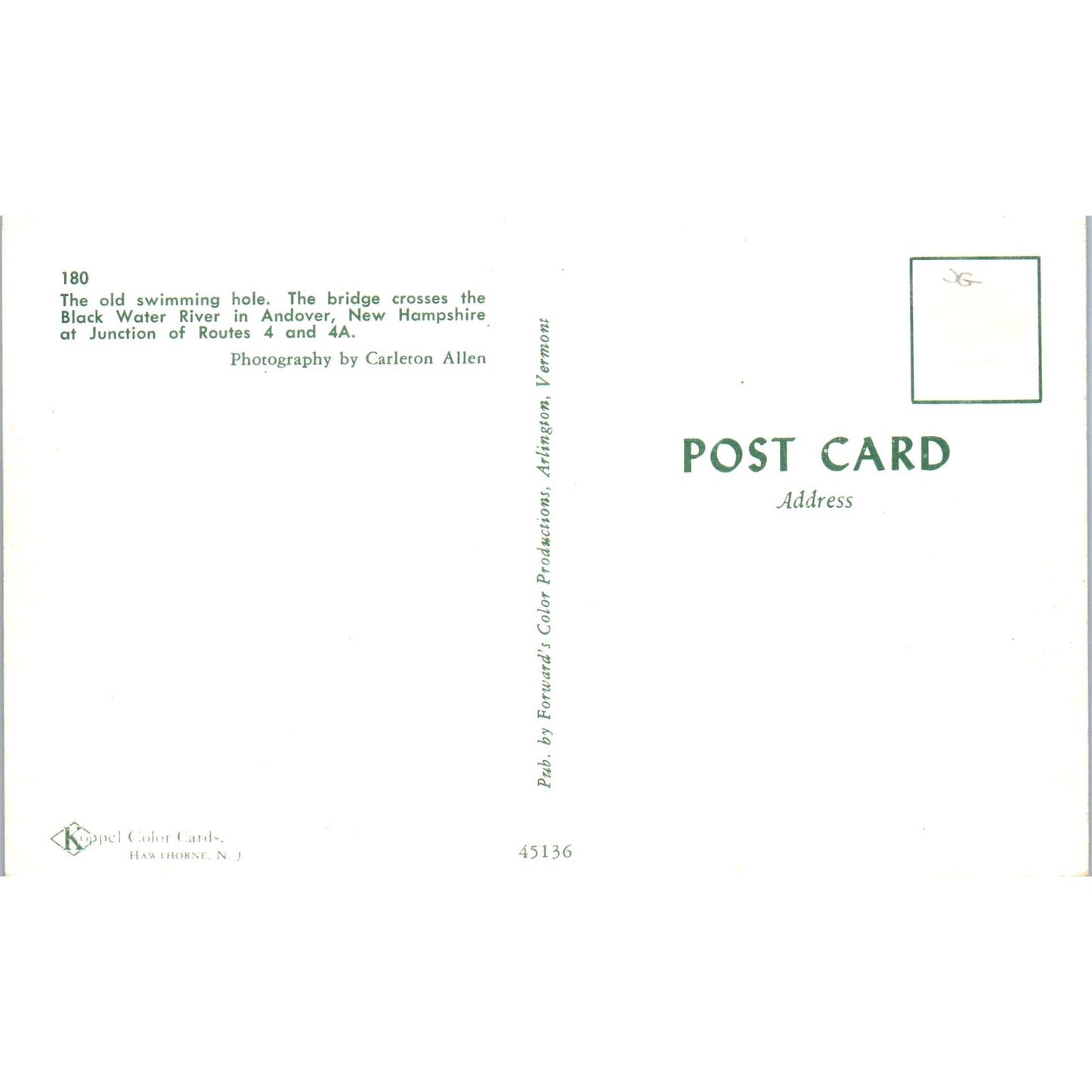 Black Water River Bridge Andover NH Covered Bridge Postcard PB13