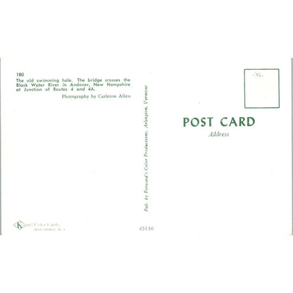 Black Water River Bridge Andover NH Covered Bridge Postcard PB13