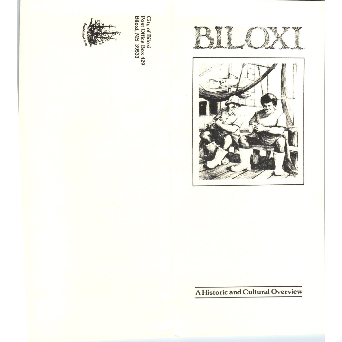 Vintage Biloxi MS Historic Cultural Overview Fold Out Travel Brochure TF4-B2