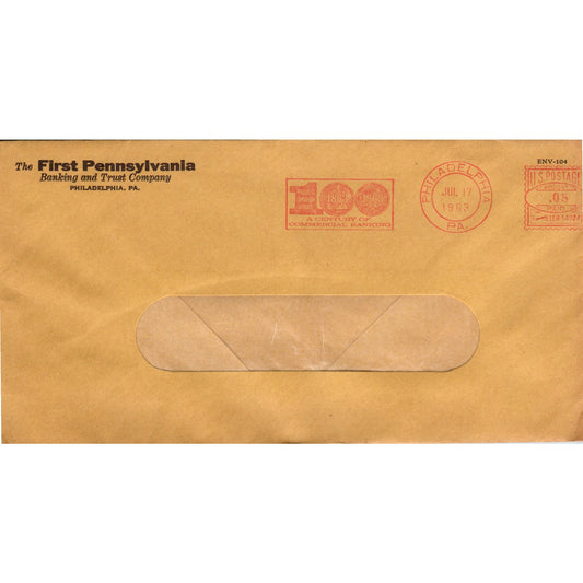 1963 Jul 17 Century of Commercial Banking First PA Banking Envelope TG7-PC3