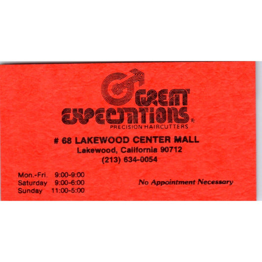Great Expectations Haircutters Lakewood CA Vintage Business Card SD8-B11