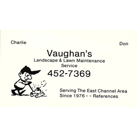 Vaughan's Landscape & Lawn Charlie & Don Channelview TX Business Card SB4-B11