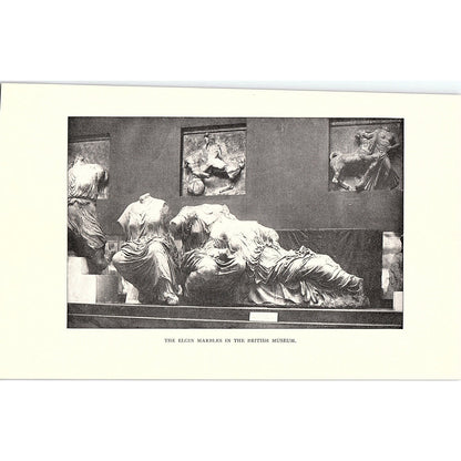 c1920 The Elgin Marbles in the British Museum Vintage Art Print 5x8" V17